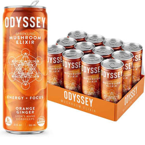 Odyssey Elixir - Sparkling Mushroom Elixir Orange Ginger, 12fo | Pack of 12