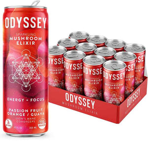 Odyssey Elixir - Sparkling Mushroom Elixir Orange Passionfruit, 12fo | Pack of 12