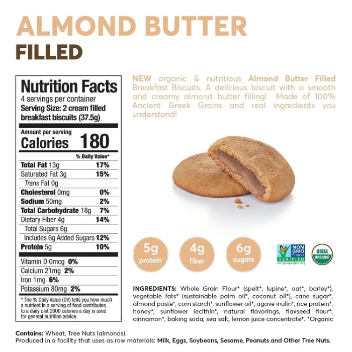 Olyra Biscuits Breakfast Almond Butter 5.3 Oz - Pack Of 6