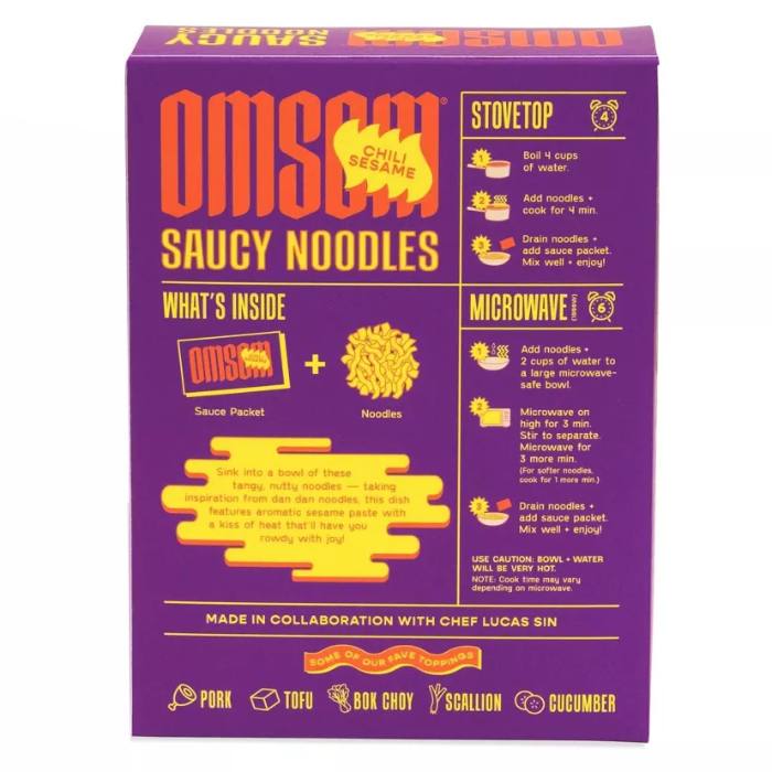 Omsom - Saucy Noodles Chili Sesame, 4.8oz - Back