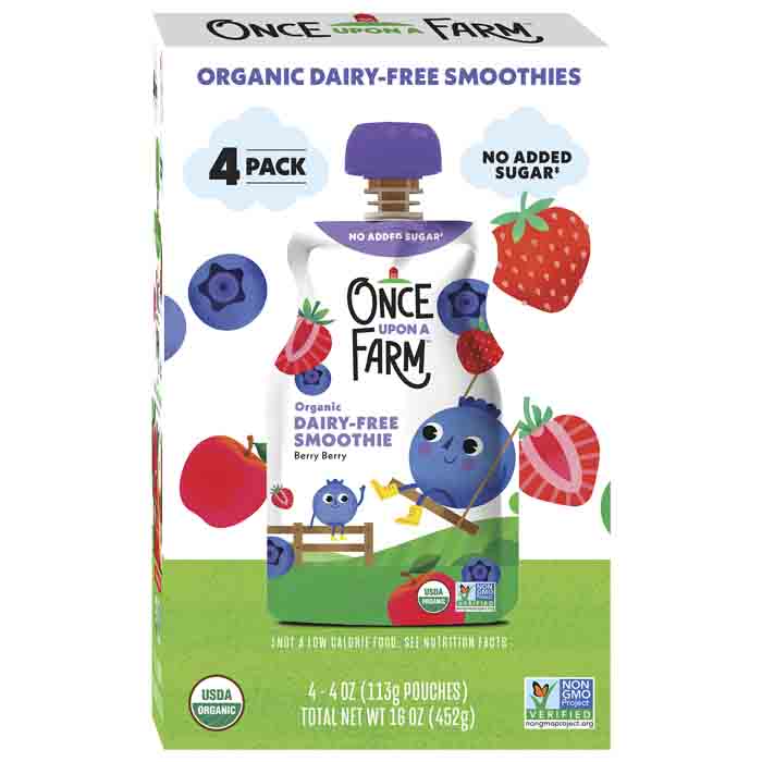 Once Upon A Farm - Smoothie 4ct, 16oz | Multiple Flavors | Pack of 6