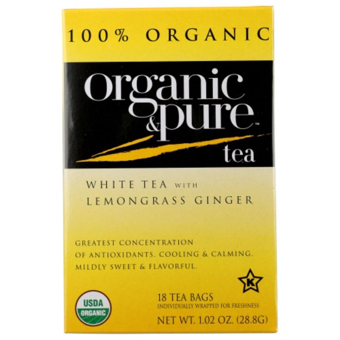 Organic & Pure Tea White Lemongrass Ginger 18 Bg - Pack Of 6