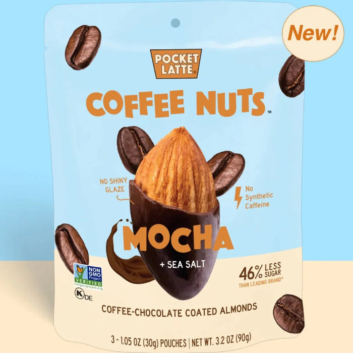 Pocket Latte Coffee Nuts Mocha Sea Salt 3.2 OZ - Pack of 6