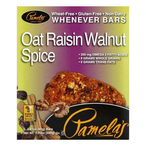 Pamela’s Bar Oat Raisin Walnut Spice 5pk 7.05 Oz - Pack Of 6