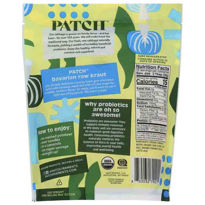 Patch - Sauerkraut, 16oz | Multiple Flavors | Pack of 6
