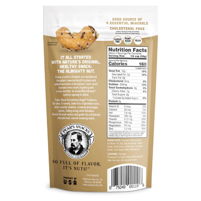 Pears Snacks Cashews Everything Bagel 4 Oz - Pack Of 6