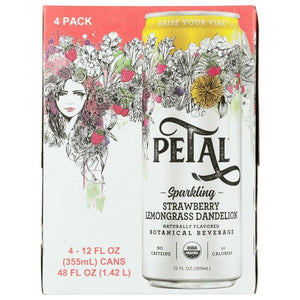 Petal Water Strawberry Lemongrass 4pk Org 48 Fo - Pack Of 6