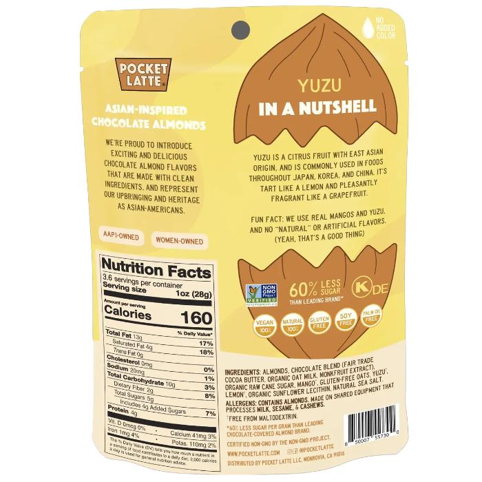 Pocket Latte Mango Yuzu Chocolate Nuts 3.53 Oz - Pack Of 6