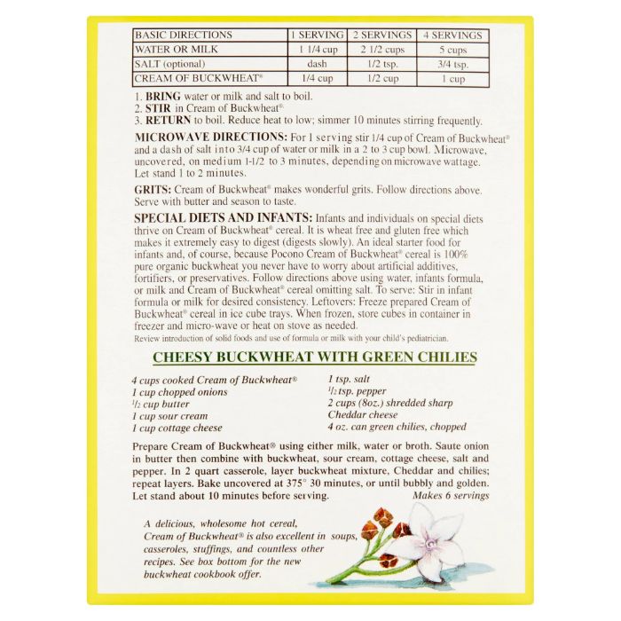 Pocono - Cereal Cream of Buckwheat Organic Gluten-Free, 13 Oz (Pack of 6)