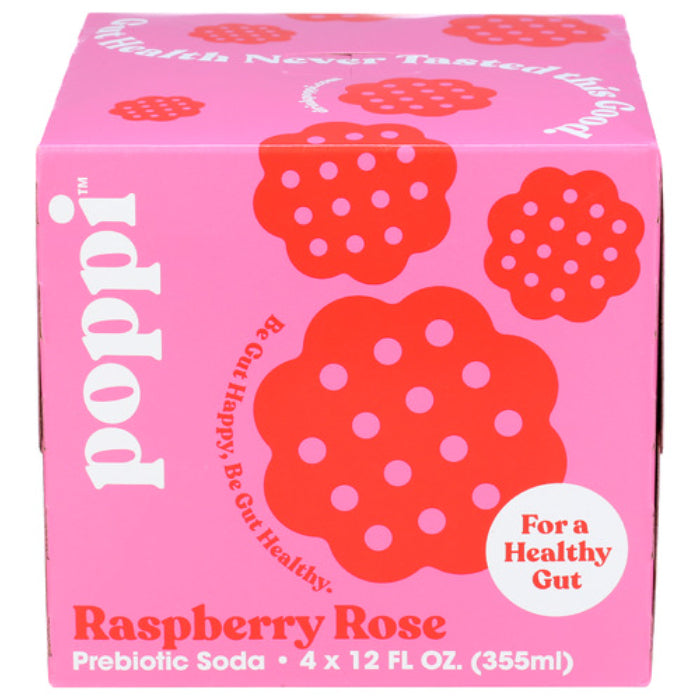 Poppi - Probiotic Soda Raspberry Rose 4‑Pack, 48 Oz | Pack of 6