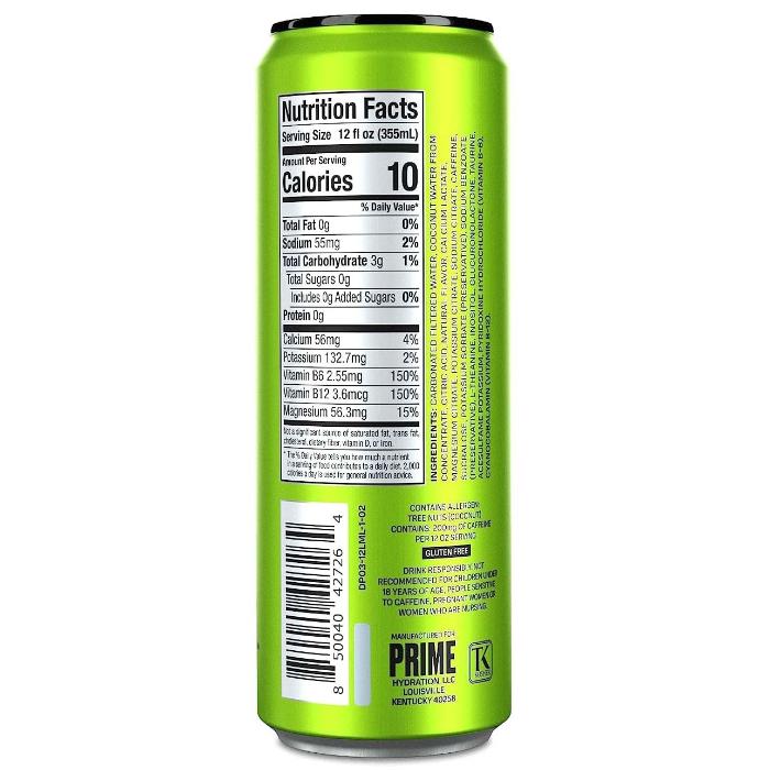 Prime - Energy Drinks Lemon Lime, 12fl - back