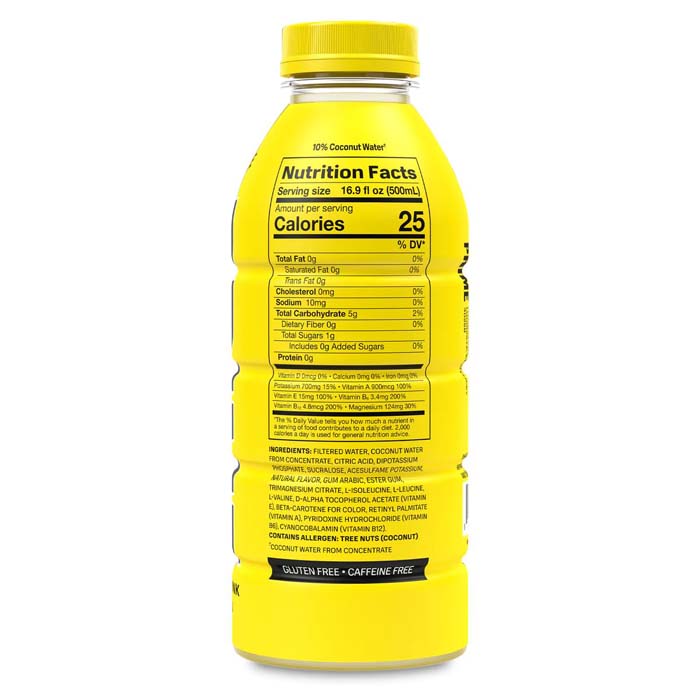 Prime - Lemonade Hydration Drinks, 16.9fl - Back