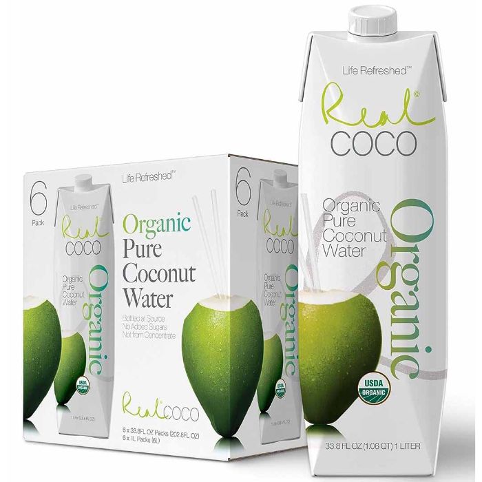 Real Coco Coconut Water Pure Organic 33.8 Fo - Pack Of 6