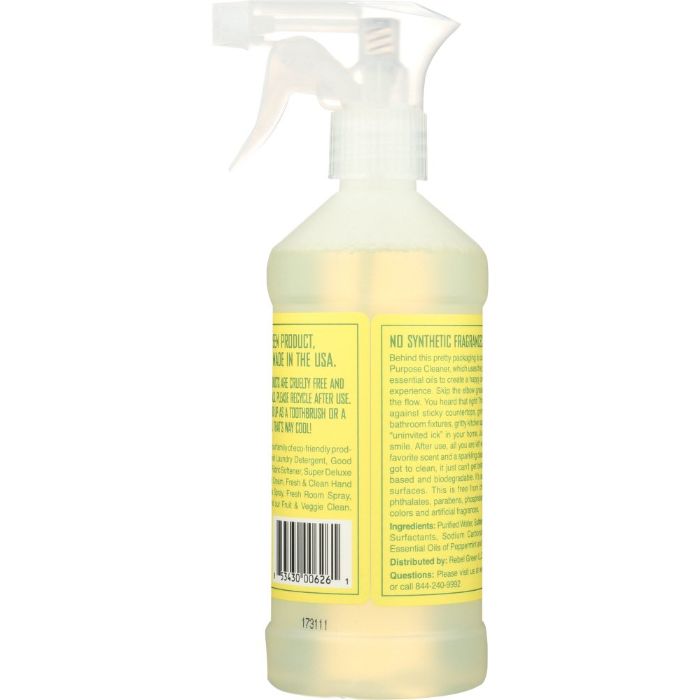 Rebel Green All Purpose Cleaner Spray Peppermint 16 Oz - Pack Of 4