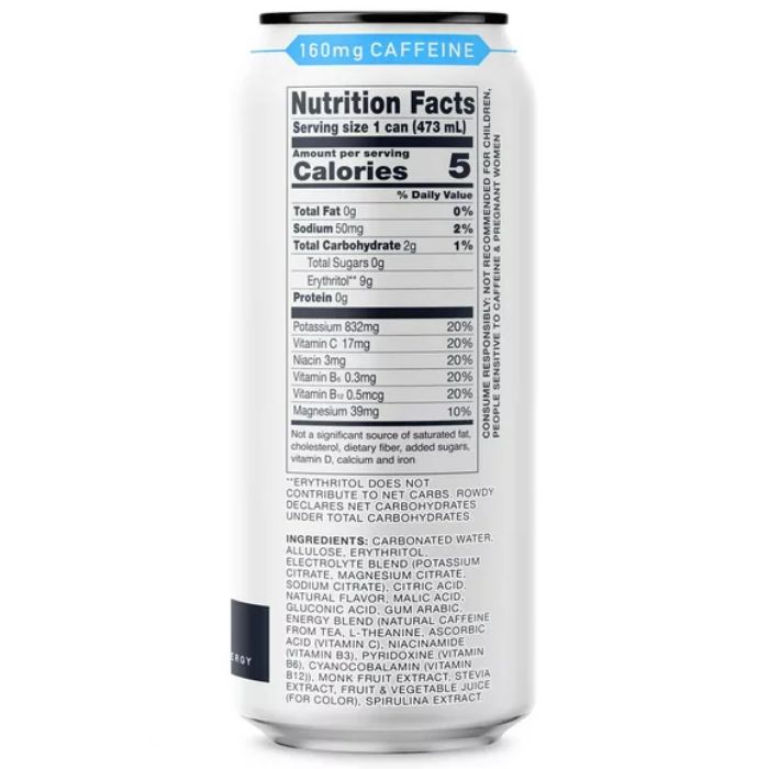 Rowdy Energy Drink Blue Raspberry 16 Fo - Pack Of 12