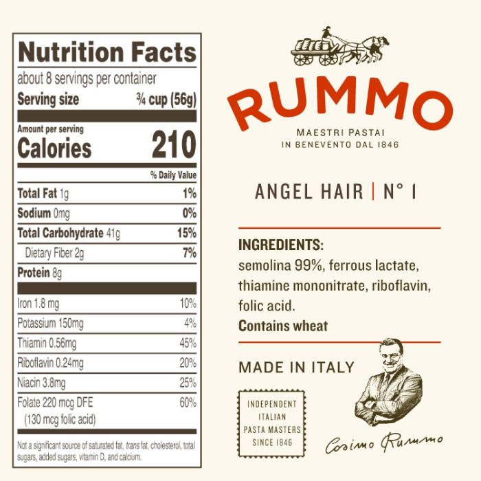 Rummo Pasta Angel Hair 1 Lb - Pack Of 20