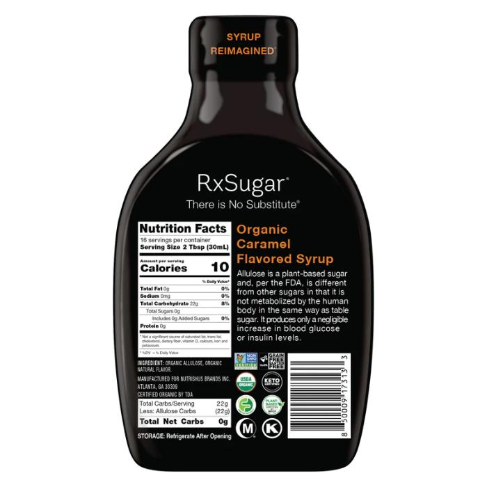 RxSugar - Syrup Caramel, 16fl - back