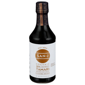 San J - Sauce Soy Tamari Gluten-Free Low Sodium Platinum 20 OZ - Pack of 6