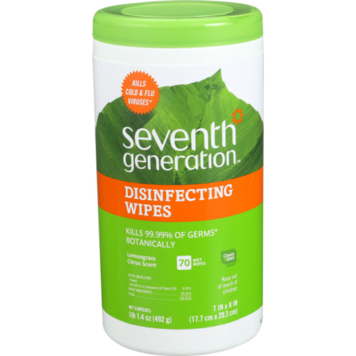 Seventh Generation Disinfecting Wipes Multi-Surface, 70 count, Pack of 6