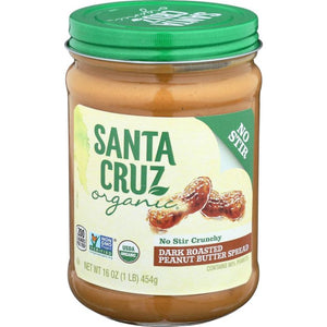 Santa Cruz Organic Dark Roasted Creamy Peanut Butter 16 oz - Pack of 12