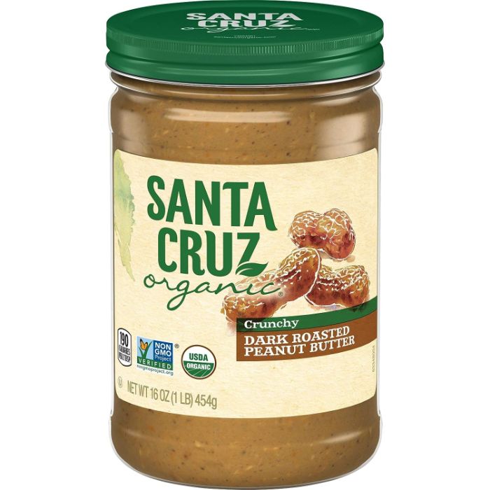 Santa Cruz Organic Dark Roasted Crunchy Peanut Butter 16 Oz - Pack Of 12