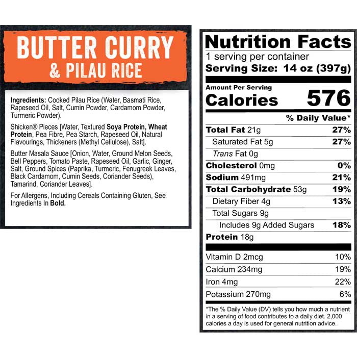 Shicken - Butter Curry & Pilau Rice, 14oz - Back