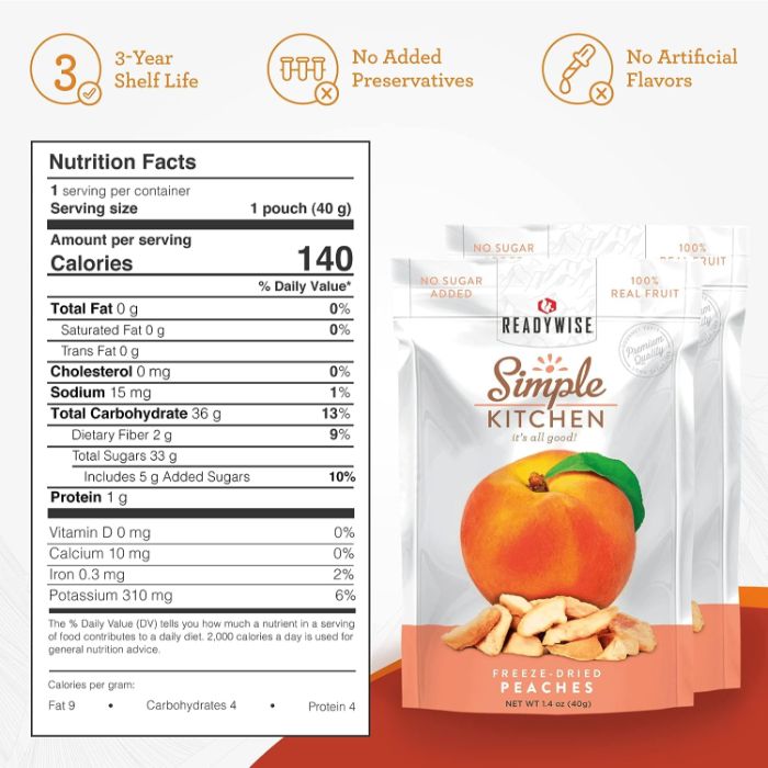 Simple Kitchen - Peaches Frozen Dried, 1.4 OZ - Pack of 6