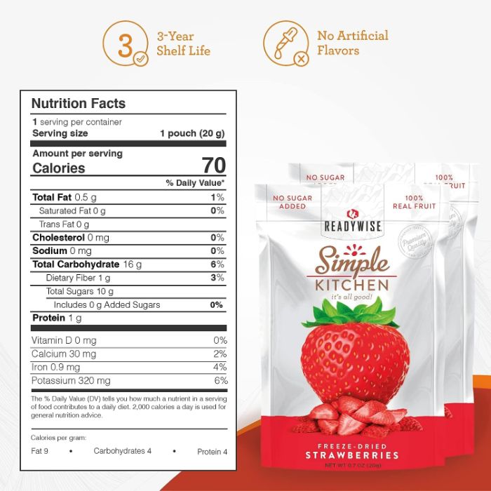 Simple Kitchen - Strawberries Frozen Dried, 0.7 OZ - Pack of 6