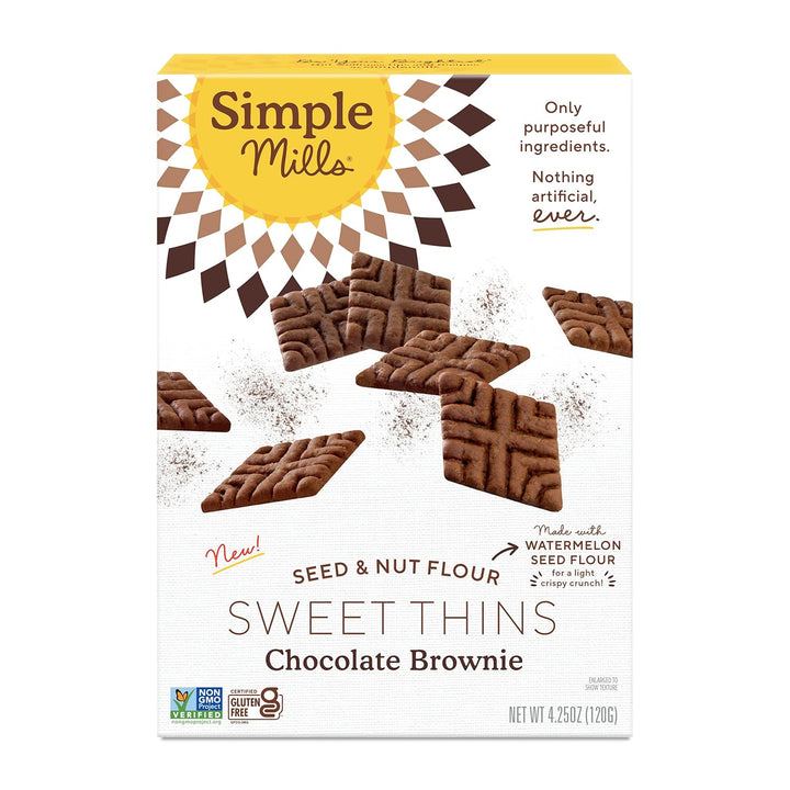 Simple Mills - Sweet Thins Chocolate Brownie, 4.25 OZ - Pack of 6