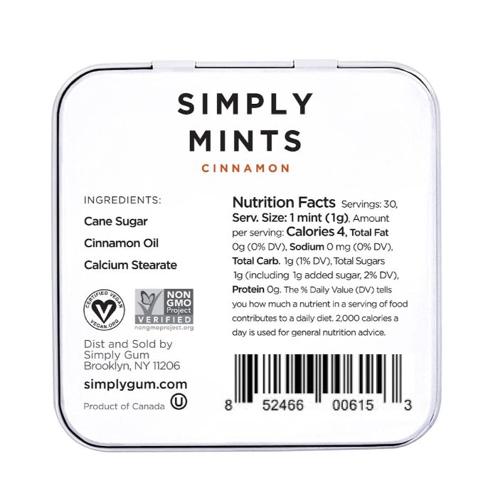 Simply Gum - Mints Cinnamon Natural, 30 Gm - Pack of 6