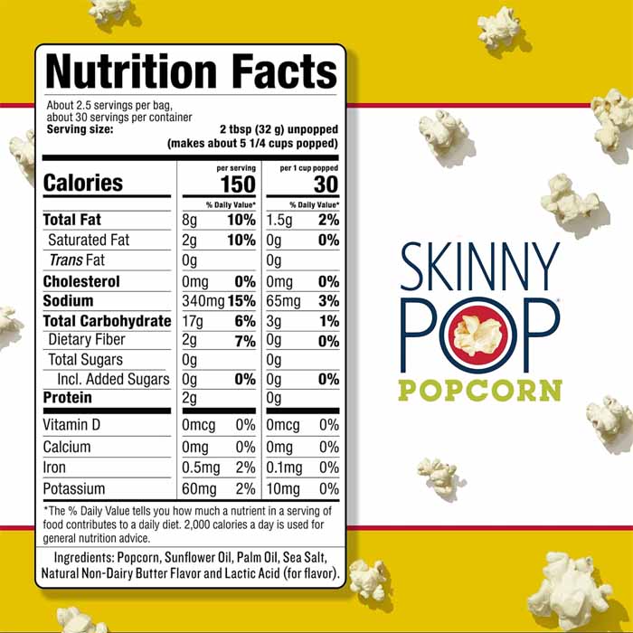 Skinny Pop - Butter Microwave Popcorn 3-pack, 8.4oz - Back