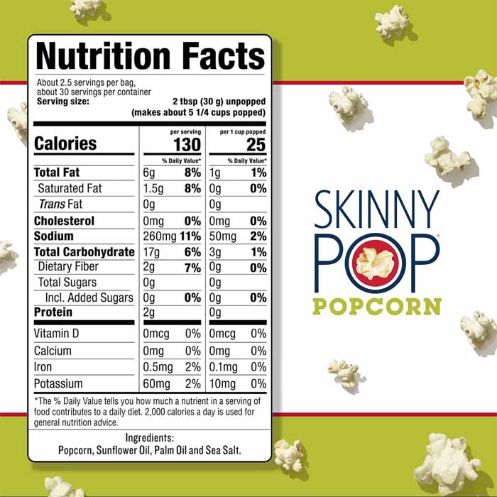 Skinny Pop - Popcorn Microwave Sea Salt 3pk, 8.4 Oz - Pack of 12