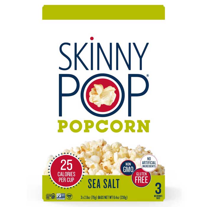 Skinny Pop - Popcorn Microwave Sea Salt 3pk, 8.4 Oz - Pack of 12