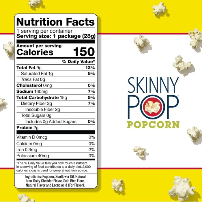 Skinny Pop - Popcorn Snack Size, 1 Oz - Pack of 12