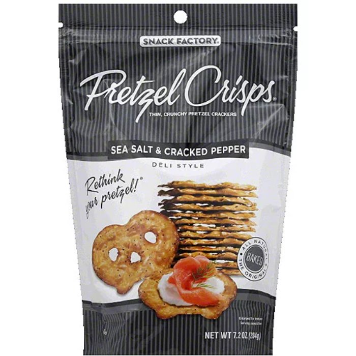 Snack Factory - Pretzel Crisp Sea Salt & Cracked Pepper, 7.2 Oz - Pack of 12