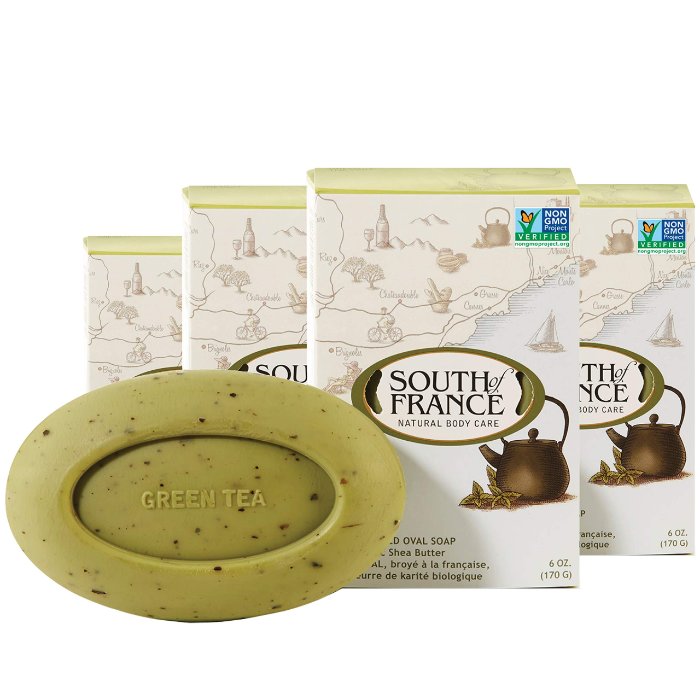 South Of France - Soap Bar Green Tea Leaves, 6 Oz - Pack of 3