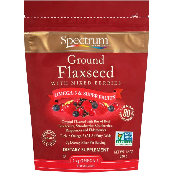 Spectrum Essential - Flaxseed Ground & Berry, 12 Oz - Pack of 3