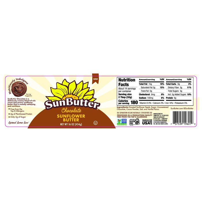 Sunbutter Natural Butter Chocolate 16 Oz - Pack Of 6