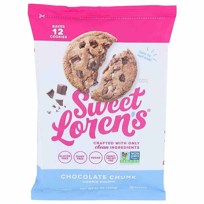 Sweet Lorens - Cookie Dough Chocolate Chunk Less Sugar, 12oz  Pack of 6