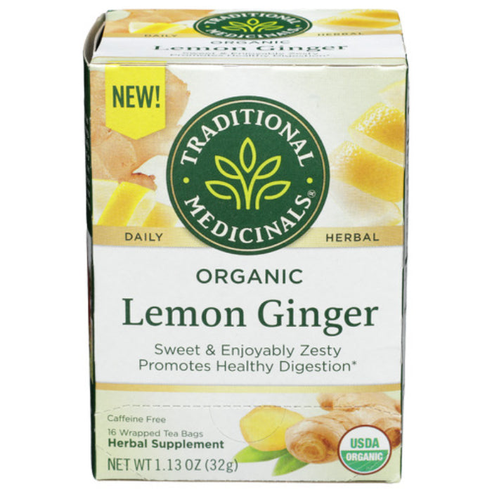 Traditional Medicinals Tea Lemon Ginger Org 16 Bg - Pack Of 6