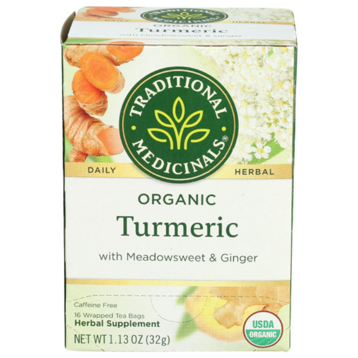 Traditional Medicinals Turmeric with Meadowsweet and Ginger Tea 16 BG - Pack of 6