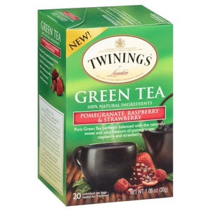 Twinings Green Tea with Pomegranate Raspberry & Strawberry 20 BG - Pack of 6