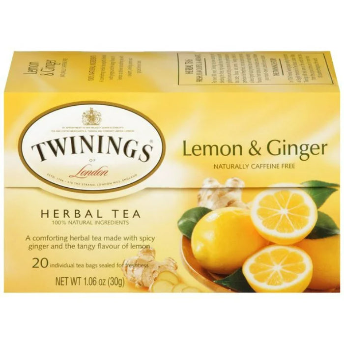 Twinings – Lemon & Ginger Tea, 20 Bags | Pack of 6