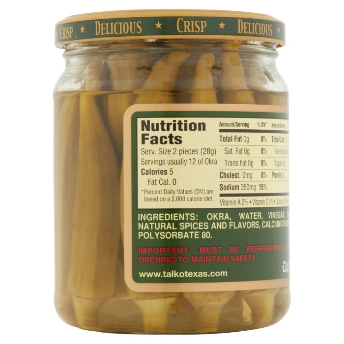 Talk O Texas Okra Pickled Mild 16 Oz - Pack Of 12