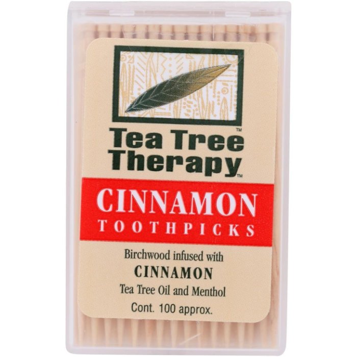 Tea Tree Therapy Toothpick Cinnamon 100 Pc - Pack Of 12