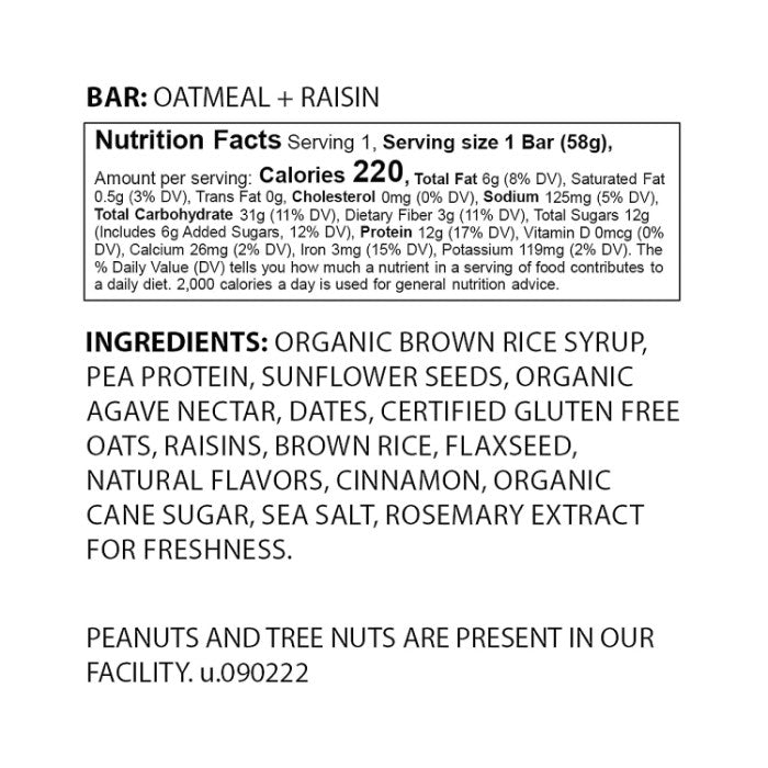 The Gfb Bar Gf Oatmeal Raisin 2.05 Oz - Pack Of 12