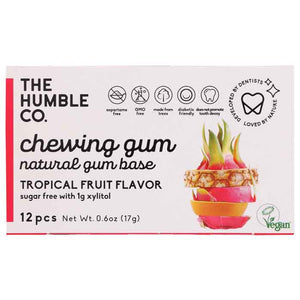 The Humble Co - Chewing Gum Tropical Fruit, 12pieces | Pack of 12