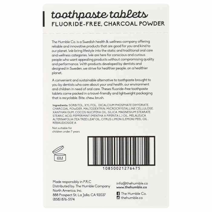 The Humble Co - Toothpaste Charcoal Tablets, 60pieces  Pack of 3 - back