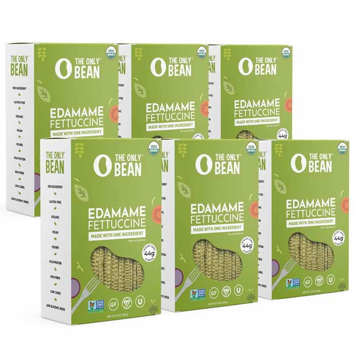The Only Bean - Pasta Edamame Fettuccine, 8oz  Pack of 6