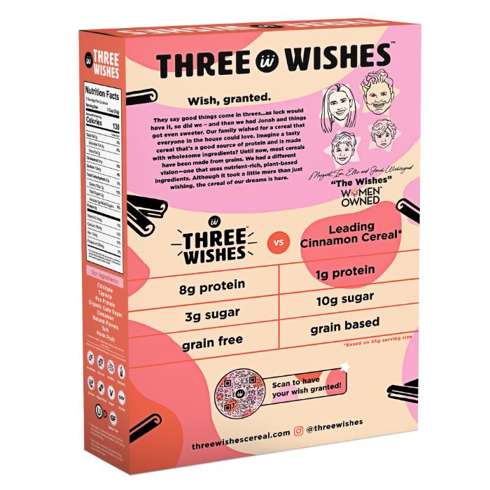 Three Wishes - Grain-Free Cereal Cinnamon, 8.6oz - back
